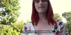 Pulled redhead doggystyled outdoor after riding dick (Rose Ballentine)