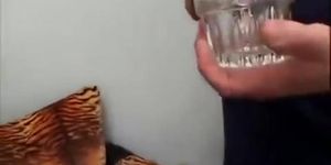 Karina Kay drink cum from a glass
