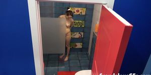 SCANDALOUSGFS - Spy cam slut showers and dries off