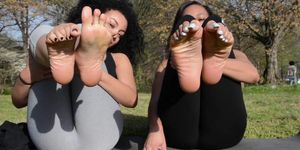 Two hot lightskin women with big, oily soles