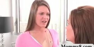 Stepmom and teen share a facial cumshot after sharing a cock