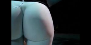 Big ass model in tight white spandex