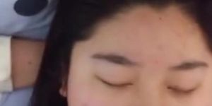 Asian girl begs for a massive facial