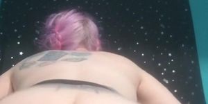 Solo pinky powers twerking bouncing big fake tits