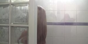 Beautiful blonde in the shower