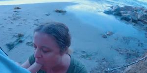 POV love scene on the beach with a nasty stepmom