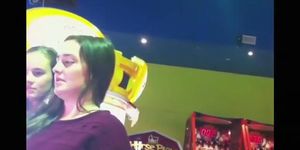 Upskirts of girls at the arcade
