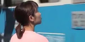 Wild public sharking video with mesmerizing little oriental angel