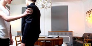 TUTOR4K. Tutor with short hair nailed by student in hot scene