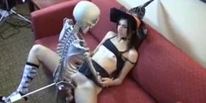 Witch fucking skeleton for Halloween