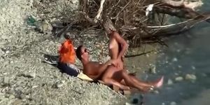 Nudist couple fucking by the water