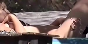 Spy a hot woman with a dildo by the pool (My Neighbor)
