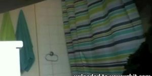 Shower voyeur video clip with a curvy vixen