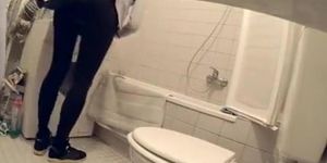 Girls Pissing Filmed on Hidden Camera in Bathroom