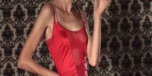 Anorexic MILF in red