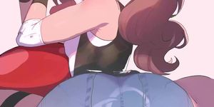 Pokemon Touko assjob over cock in pants