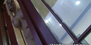 Spying dude caught a gorgeous masturbating chick then he fucks her hard