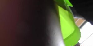 upskirt voyeur filmed young girl in light green dress