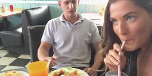 Sexy Horny Bitch Giving Public Restaurant-blowjob