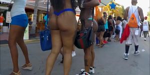 Ebony Brazilian babes with ghetto booties walk around in bikinis
