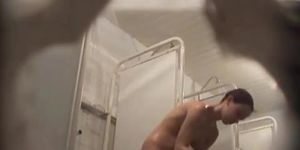 Gal from the pool shaves armpits on shower spy cam