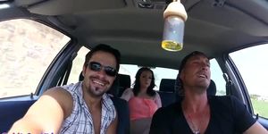 Busty Brit publicly blows before outdoor sex (Nick Moreno, Leo Galvez)