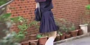 Little schoolgirl loses her skirt when some sharking chap pulls it away