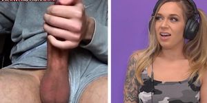 SHE REACTS - Cumshot compilation rated and commented by tattooed babe