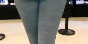 Cute girl's ass while she's on tip toes