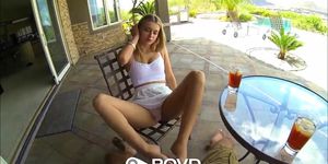 POVD Blonde teen teases man outside till she is fucked (Natalia Starr)
