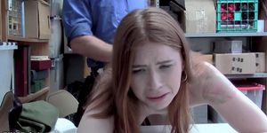 Scared red teen thief Pepper Hart fucked by a big dick