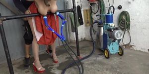 Farah milked and fucked in the garage