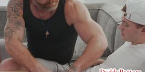 DADDY BOTTOM - Hairy muscled DILF in jockstrap assfucked by top stud