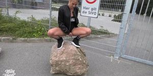 German Blonde...public Piss!!