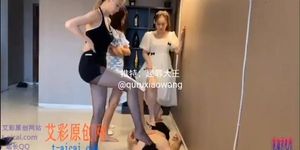 Chinese femdom foot slapping