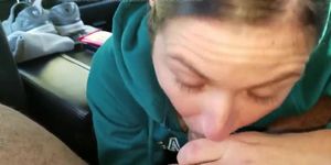 CAR BLOWJOB. SAVORS EVERY DROP OF CUM