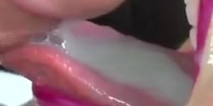 Closeup cum in mouth