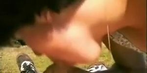 Anal sex on a picnic with slutty brunette woman