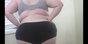 BBW striptease fat ass and belly