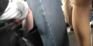 Hotty in ethnic petticoat upskirt on the bus