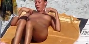 Nudist woman blows dick in beach