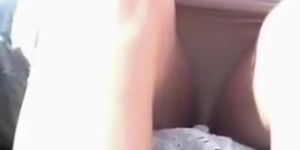 Sexy teen eating and exposing sexy sitting upskirt