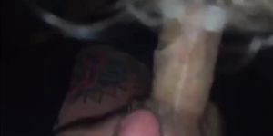 Sucking cum out of a tourist daddy in darkroom