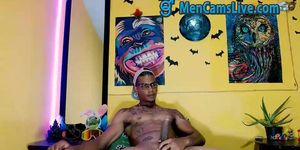 Excited Black Muscle masturbating Part 1 doing a Cam Show