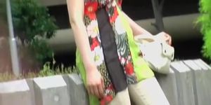 Japanese public sharking video reveals a pair of small boobs