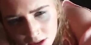 Amateur blonde jerks a dick on her face