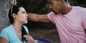 Homeless voyeur watches interracial couple fucking (Zoey Foxx)