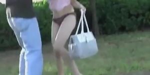 Casual walking turned into a skirt sharking pussy video
