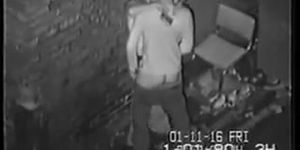 Security footage of one night stand round back of UK club