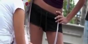 She wears short shorts in public